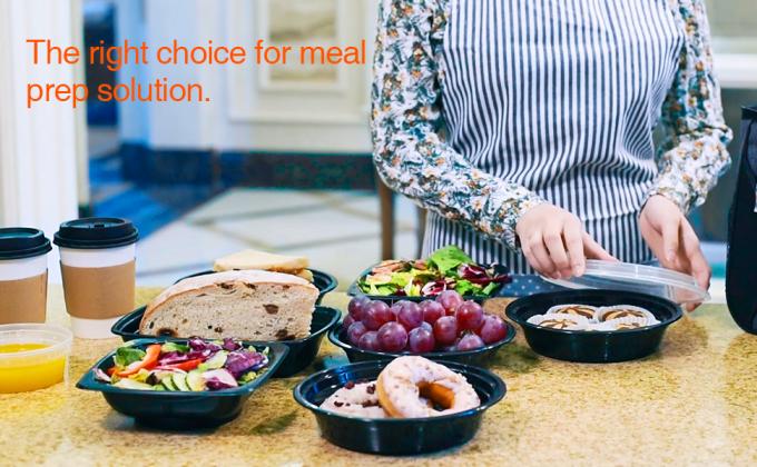 Meal Prep Containers Reusable, 2 Compartment Food Containers With Lids To Go Containers, Black Plastic Containers 1