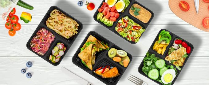 34oz 3 Compartment Meal Prep Containers 150 Packs, 150 Pieces Trays And 150 Pieces Lids 0