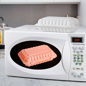 Clamshell Food Containers, Shrink Wrap 50 Pack 9 X 6 Inch 28 OZ Plastic Hinged To Go Containers Microwave Freezer 2