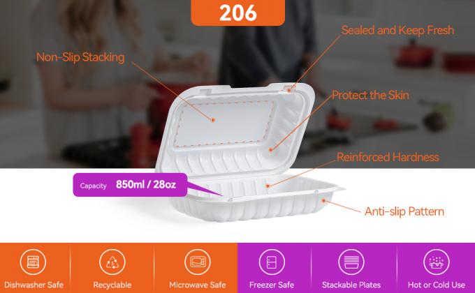 Clamshell Food Containers, Shrink Wrap 50 Pack 9 X 6 Inch 28 OZ Plastic Hinged To Go Containers Microwave Freezer 4