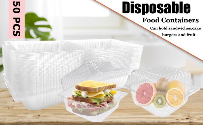 Square Hinged Food Container,Plastic Take Out Containers,Disposable Clamshell Food Containers For Salads,Pasta 0