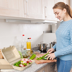 Clamshell Take Out Food Containers, 75 Pack Disposable To Go Containers, Compostable To Go Boxes, Biodegradable 3