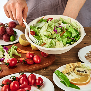 32 Oz Disposable Paper Bowls, Biodegradable Soup Bowls Natural Bagasse, Eco-Friendly Sugarcane Bowls For Salad 3