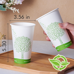 16 Oz Compostable Cups, Biodegradable Disposable Paper Cups With PLA Lined, Eco-Friendly Paper Coffee Cups For Party 0