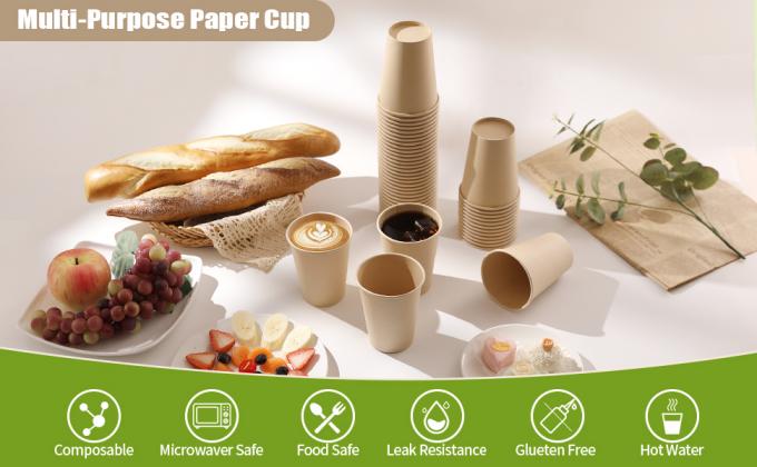 Bamboo fiber paper cups 12 OZ For Hot Beverages-Disposable Coffee Cups -Unbleached Hot Cups-Everyday Use 1