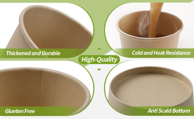 Bamboo fiber paper cups 12 OZ For Hot Beverages-Disposable Coffee Cups -Unbleached Hot Cups-Everyday Use 2