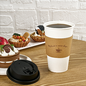 Paper Coffee Cups 16 Oz, Disposable Coffee Cups With Lids And Kraft Sleeves, White Coffee Cups For Hot & Cold Drinks 1