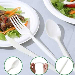 Compostable Cutlery Set Eco-Friendly Heavy Duty Utensils (50 Forks, 50 Spoons, 50 Knives) Biodegradable Utensils 3