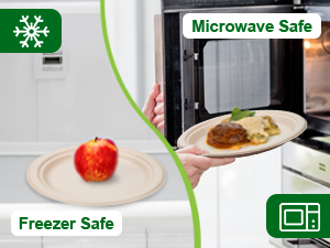 Compostable Paper Plates Set With Extra Long Utensils, Sugarcane Fibers Disposable Dinnerware Set, Eco Friendly 7