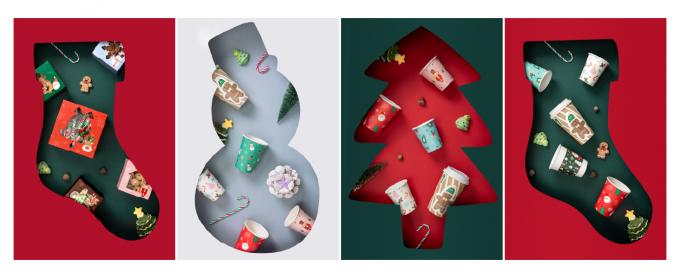 Christmas Paper Coffee Cup Sleeves, Disposable Corrugated Cardboard Paper Jacket Fit 12oz, 16oz, 20oz, 24oz 3