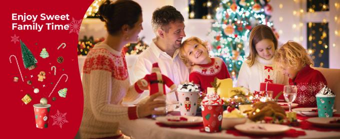 Christmas Paper Coffee Cup Sleeves, Disposable Corrugated Cardboard Paper Jacket Fit 12oz, 16oz, 20oz, 24oz 4