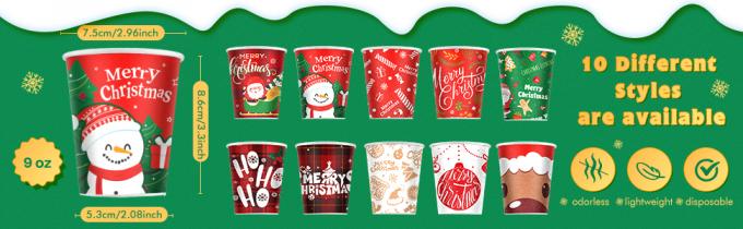 Christmas Paper Coffee Cups With Sleeves Lids 12 Oz Xmas Disposable Party Cup Christmas Tree Hot Cocoa Cups 0