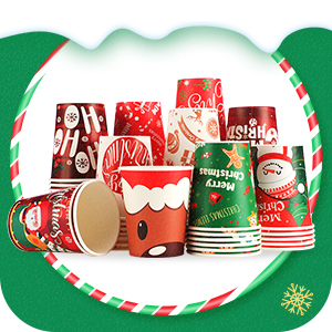 Christmas Paper Coffee Cups With Sleeves Lids 12 Oz Xmas Disposable Party Cup Christmas Tree Hot Cocoa Cups 1