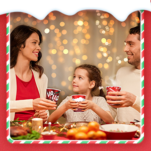 Christmas Paper Coffee Cups With Sleeves Lids 12 Oz Xmas Disposable Party Cup Christmas Tree Hot Cocoa Cups 5