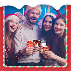 Christmas Paper Coffee Cups With Sleeves Lids 12 Oz Xmas Disposable Party Cup Christmas Tree Hot Cocoa Cups 6