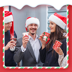 Christmas Paper Coffee Cups With Sleeves Lids 12 Oz Xmas Disposable Party Cup Christmas Tree Hot Cocoa Cups 7