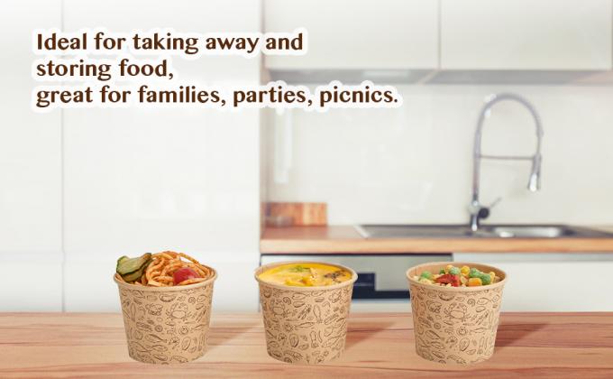 12 Oz Paper Containers With Vented Lids, Kraft Food Cups, Soup Containers Cups With Lids，Disposable Soup Bowls 6