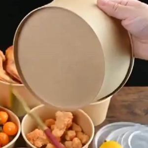 Kraft Paper Bowls With Lid, 25 Oz Disposable Soup Salad Serving Bowls, To Go Food Container For Party Dessert 4