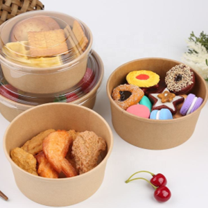 Kraft Paper Bowls With Lid, 25 Oz Disposable Soup Salad Serving Bowls, To Go Food Container For Party Dessert 6