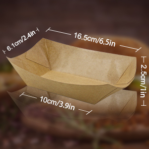 Kraft Paper Recyclable Eco-Friendly Food Serving Boats Take Out Food Trays Party Supplies For Tacos, Nachos 1