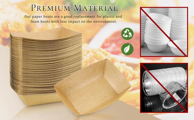 Kraft Paper Recyclable Eco-Friendly Food Serving Boats Take Out Food Trays Party Supplies For Tacos, Nachos 8