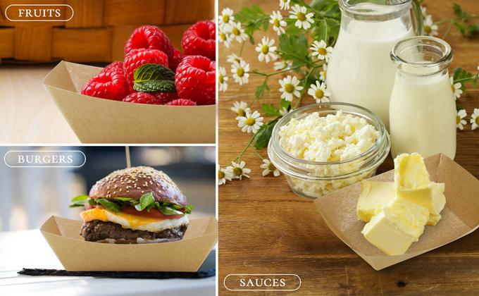 Kraft Paper Recyclable Eco-Friendly Food Serving Boats Take Out Food Trays Party Supplies For Tacos, Nachos 10