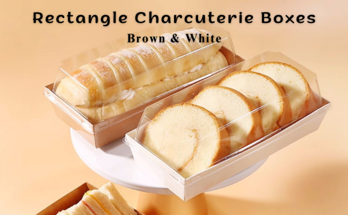 Sandwich Kraft Paper Box With Clear Lids, Individual Charcuterie Sushi Disposable Container, Grease-Resistant 0