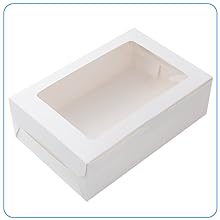 White Bakery Boxes With Window, 9x6x3 Inch, For Pastry, Dessert, Pies Packaging, Great For Birthday Party, 30 Pack 7