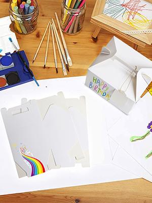 White Treat Boxes, Party Favor Boxes Gable Boxes Gift Boxes For Kids' Birthday Party, Wedding, Baby Shower, With Tag 1