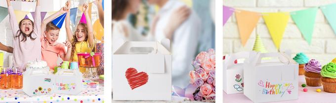 White Treat Boxes, Party Favor Boxes Gable Boxes Gift Boxes For Kids' Birthday Party, Wedding, Baby Shower, With Tag 3