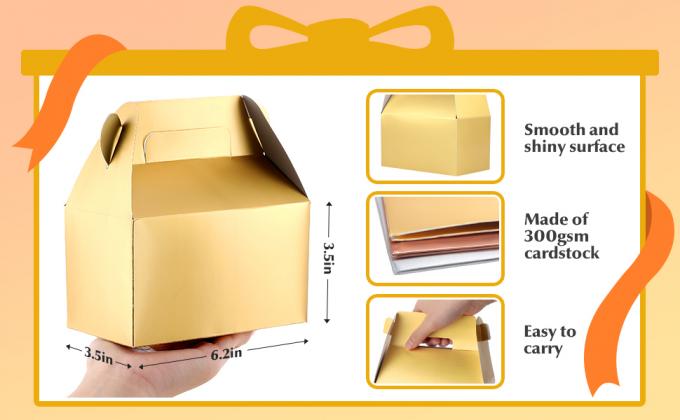 Gable Candy Treat Boxes, Small Goodies Gift Boxes With Handle, Dessert Boxes Favor For Wedding, Birthday Party 3