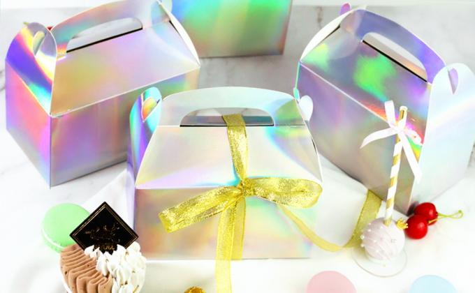Party Treat Boxes, Iridescent Metallic Foil Gift Boxes- arty Favors, Goodie Candy Boxes for Wedding, Birthday 1