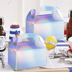 Party Treat Boxes, Iridescent Metallic Foil Gift Boxes- arty Favors, Goodie Candy Boxes for Wedding, Birthday 3