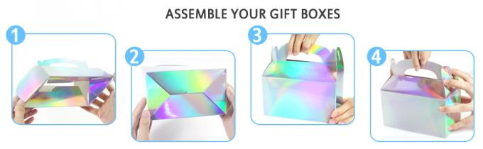 Party Treat Boxes, Iridescent Metallic Foil Gift Boxes- arty Favors, Goodie Candy Boxes for Wedding, Birthday 5