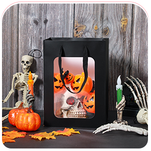 Kraft Shopping Bags With Handles For Present, Festivals Party Gift Bags With Transparent Window 1