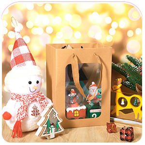 Kraft Shopping Bags With Handles For Present, Festivals Party Gift Bags With Transparent Window 2