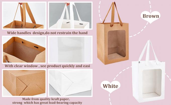 Bags With Window 10x7x5 Gift Bags For Mother'S Day Proposal Candy Gift, Festival Gift Packaging 0