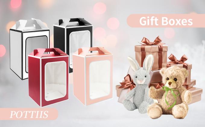 Large Gift Boxes, 10 Pcs Tote Paper Bags With Transparent Window, 9.8 X 7 X 5.1" Flower Bouquet Paper Gift Bags 0