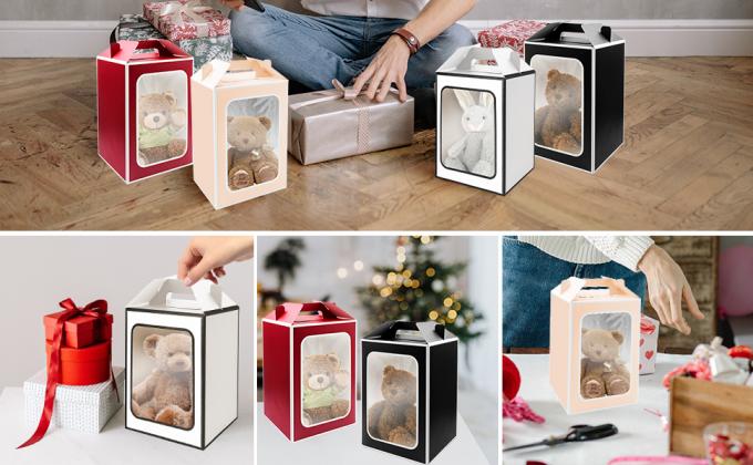 Large Gift Boxes, 10 Pcs Tote Paper Bags With Transparent Window, 9.8 X 7 X 5.1" Flower Bouquet Paper Gift Bags 4