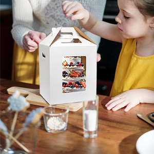 Tall Cake Boxes 4 Pack 12x12x14 Cake Boxes For Tier Cakes 12 Inch - Disposable Large Layer Cake Carrier Container 5