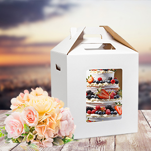 Tall Cake Boxes 4 Pack 12x12x14 Cake Boxes For Tier Cakes 12 Inch - Disposable Large Layer Cake Carrier Container 6
