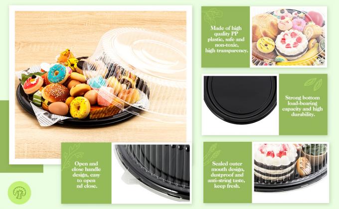 Disposable Catering Trays With Lids Serving Trays Black Plastic Round Platters With Clear Lids Deli Wax Paper 2