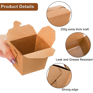 Takeout Boxes Paper, 8 OZ Take Out Food Container, Kraft Small To Go Box, Recyclable Brown Cardboard Food Pails 2