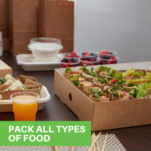 Catering Boxes-Cover With Window, Side Lock, Kraft Paper Catering Food Containers, Recyclable, Inserts Sold Sep 1