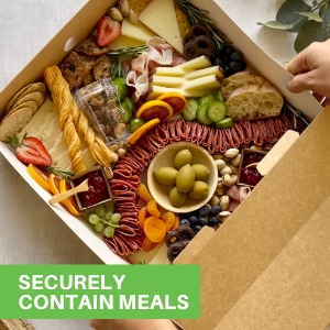Catering Boxes-Cover With Window, Side Lock, Kraft Paper Catering Food Containers, Recyclable, Inserts Sold Sep 2