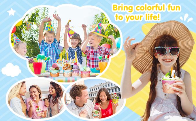 8 Oz Ice Cream Cups Summer Snack Cups Ice Cream Party Paper Cup Disposable Ice Cream Bowls Paper Snack Bowls 3