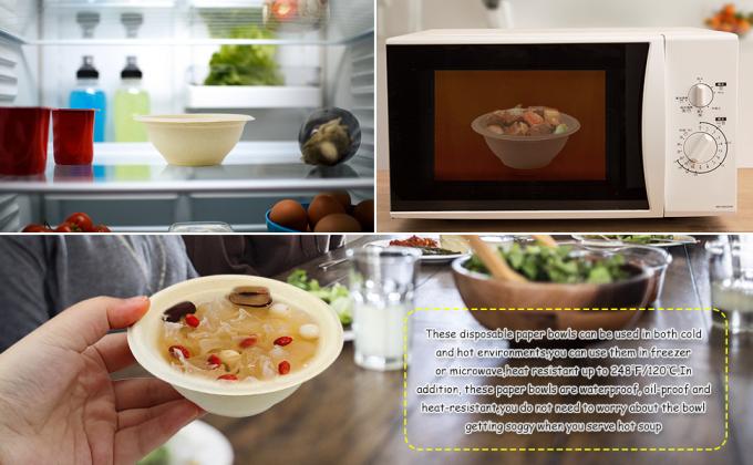 Compostable 8oz,Small Disposable Chili Bowls,Recycled Paper Bowls For Hot Soup,Ice Cream,Salad,Soup,Snack,Dessert 2