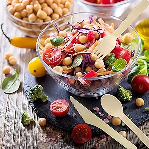 Wooden Cutlery Set - Alternative To Plastic, Eco Friendly, Biodegradable, Compostable Cutlery Set - Wood Spoons 3