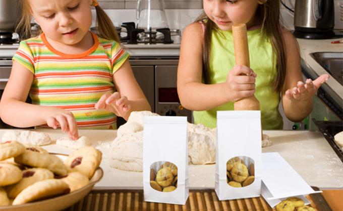 Bakery Bags With Clear Window, White Kraft Paper Cookie Bags Tin Tie Tab Lock, 3.5"X2.4"X7" Bread Sandwich Bags 0