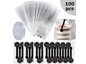 Translucent Plastic Bags For Cookie,Cake,Chocolate,Candy,Snack Wrapping Good For Bakery Party With Stickers 4